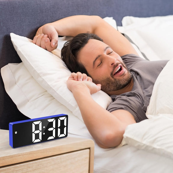 JX012 Multifunctional LED Electronic Clock Battery Plug-in Dual-purpose Bedside Alarm Clock(Blue)