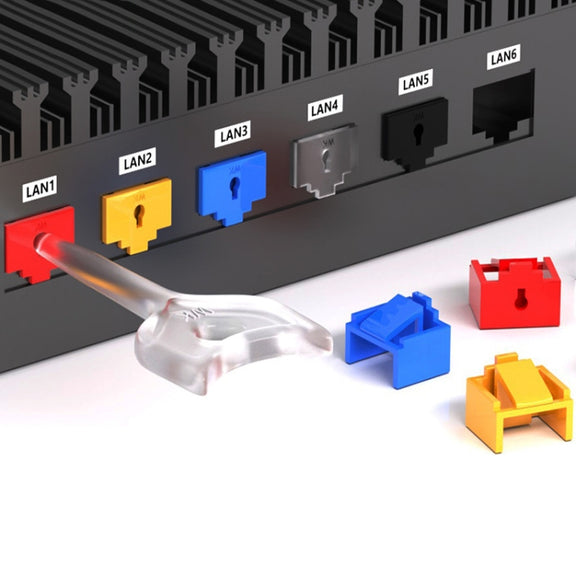 RJ45 Pport Anti-theft Lock Removable Dust Plug(Blue 10 Plug+1 Key)