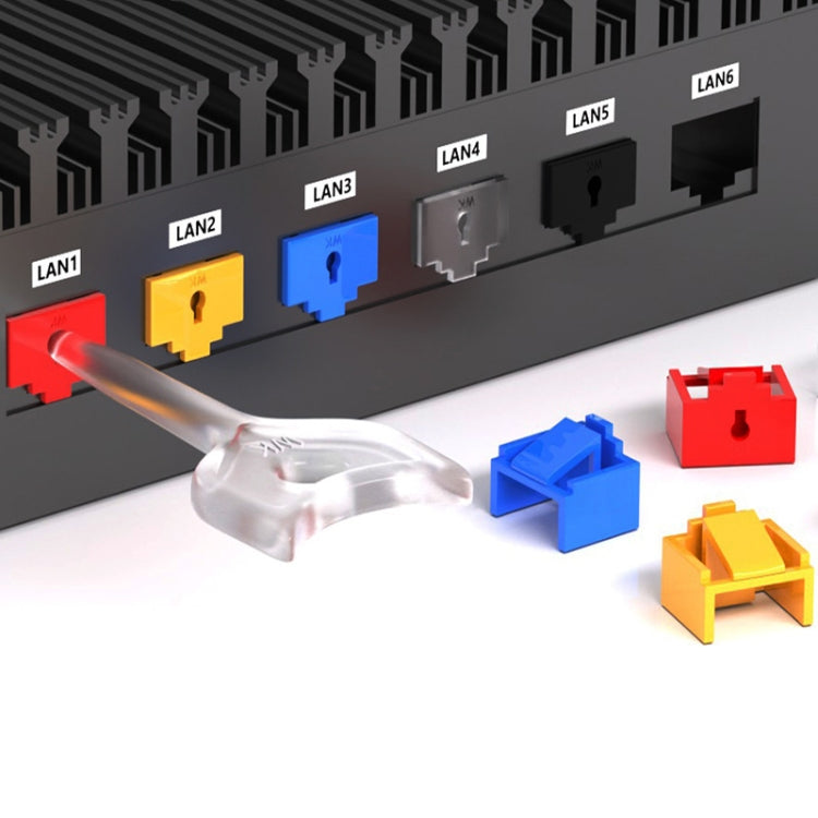 RJ45 Pport Anti-theft Lock Removable Dust Plug(Blue 10 Plug+1 Key)
