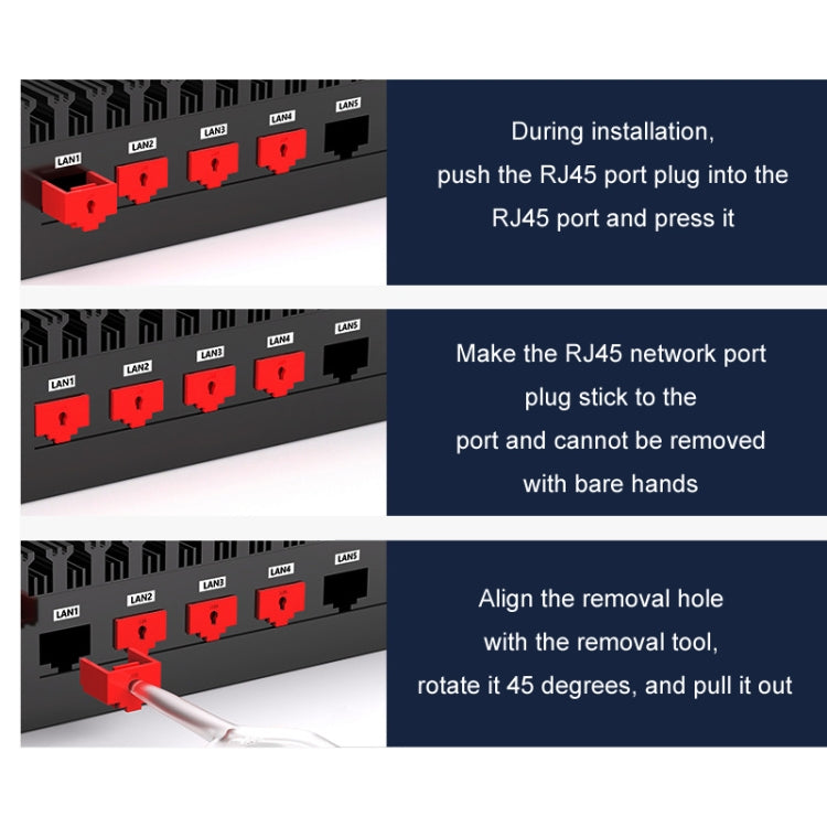 RJ45 Pport Anti-theft Lock Removable Dust Plug(Red 10 Plug+1 Key)