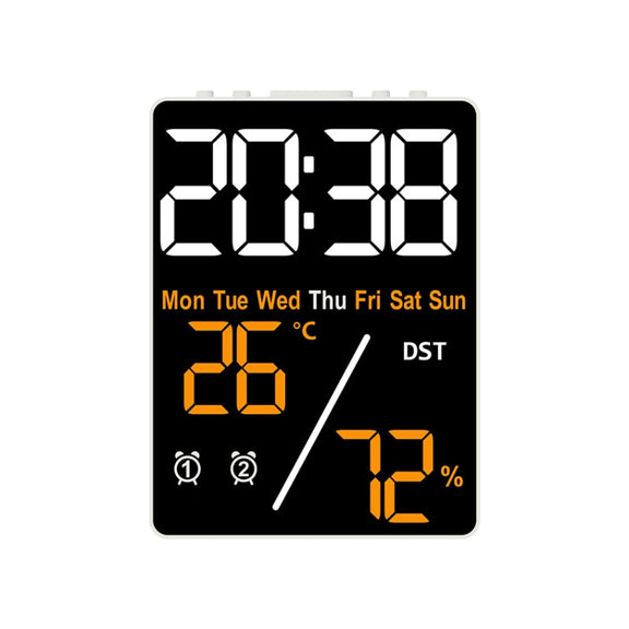 Multifunctional Temperature / Humidity Display Electronic Alarm Clock, Color: Orange White