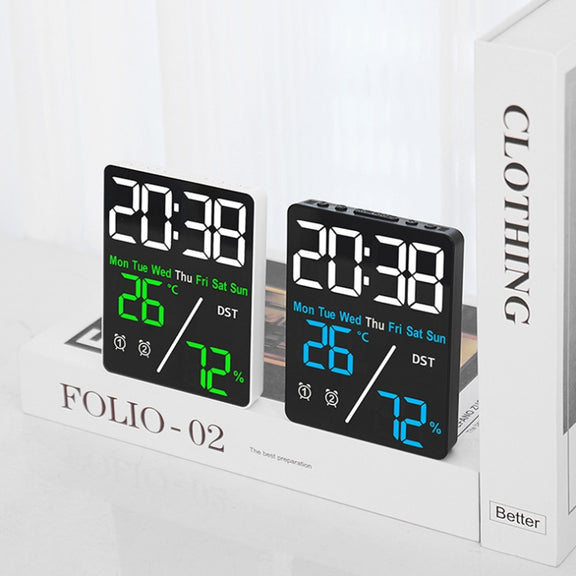 Multifunctional Temperature / Humidity Display Electronic Alarm Clock, Color: Blue White