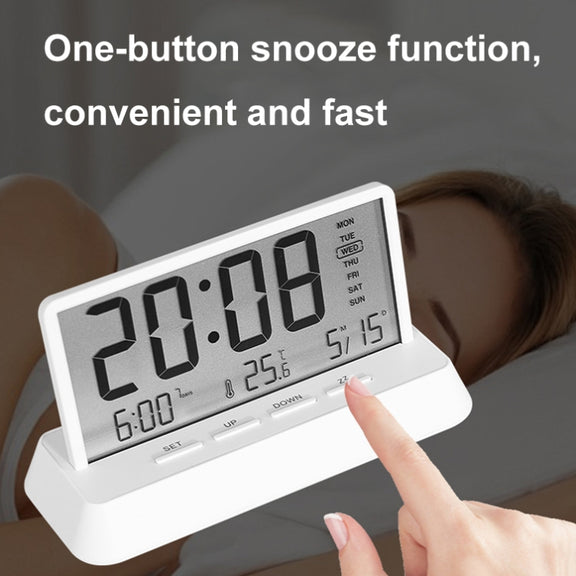 Multifunctional Temperature / Date Display Electronic Alarm Clock(White Opaque)