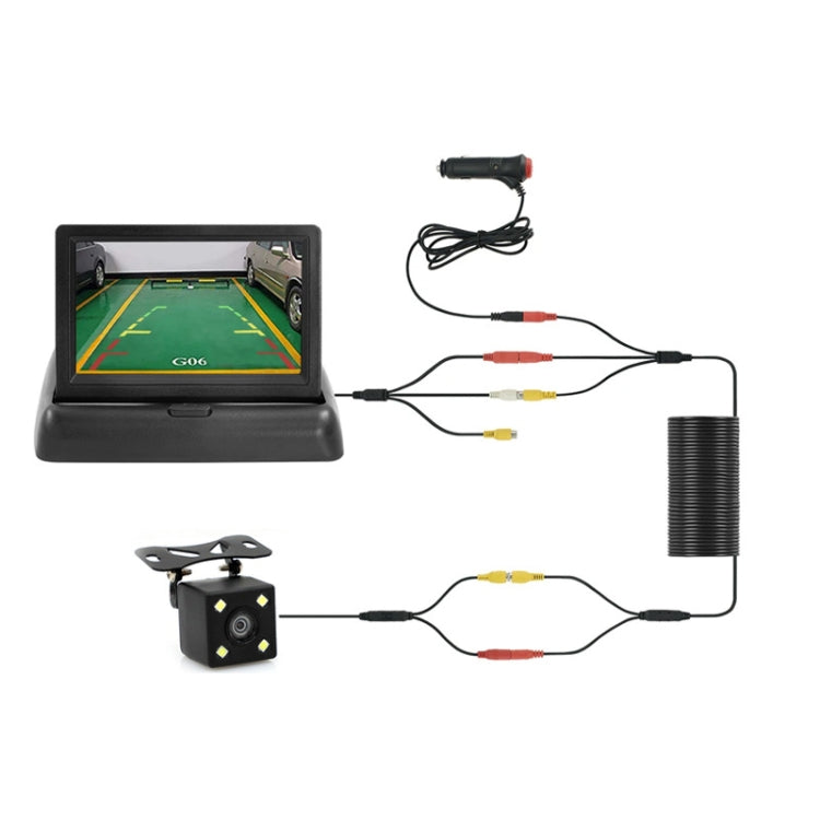 4.3 Inch Display Night Vision Water-resistant Reversing Camera +7 Meter Extension Cable, Color: Detachable Screen + External 4 Light Camera