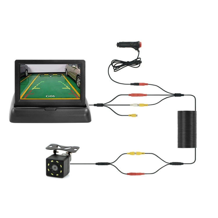 4.3 Inch Display Night Vision Water-resistant Reversing Camera +7 Meter Extension Cable, Color: Detachable Screen + External 8 Light Camera