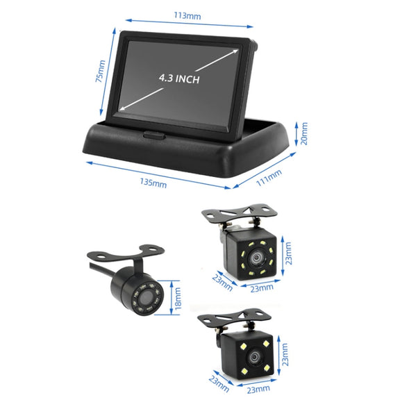 4.3 Inch Display Night Vision Water-resistant Reversing Camera +7 Meter Extension Cable, Color: Detachable Screen + External 4 Light Camera