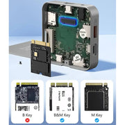 Blueendless 8-In-1 Magnetic HUB With M.2 NVMe/SATA SSD Enclosure (HDMI+PD100W+USB-C/Type-C 3.2+USB-A 3.2+SD+TF+AUX)
