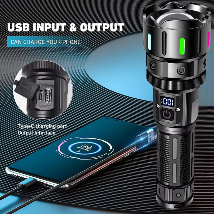 E-SMARTER A08 Flat Port Digital Display Fluorescent Strip Flashlight High Power LED Strong Light Flashlight(Battery Not Included)