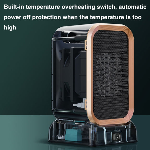 1000W High-power Household Heater Small Desktop Ceramic PTC Heating Heater, Spec: UK Plug(White)