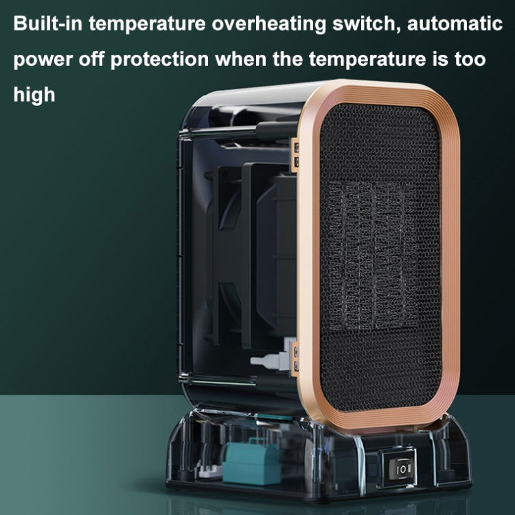1000W High-power Household Heater Small Desktop Ceramic PTC Heating Heater, Spec: UK Plug(White)