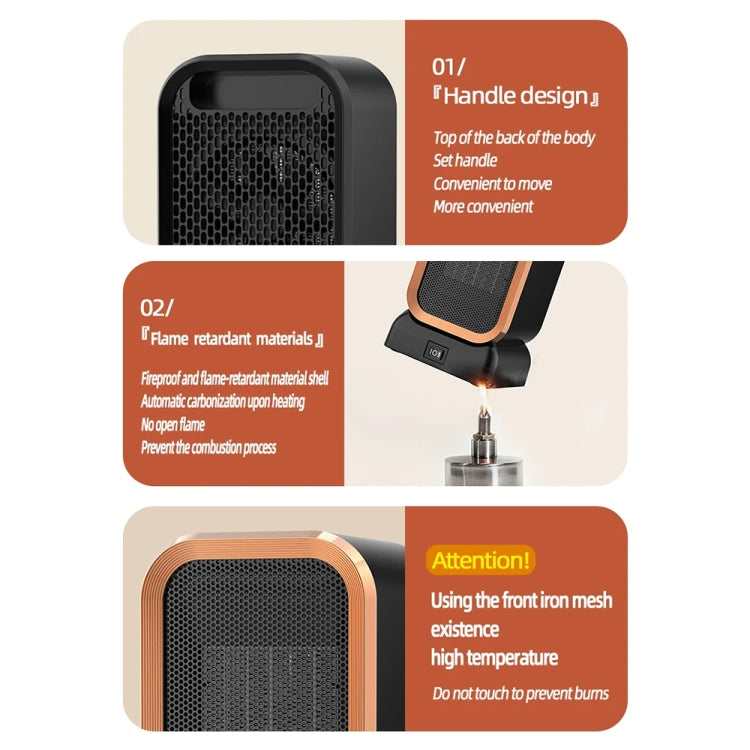 1000W High-power Household Heater Small Desktop Ceramic PTC Heating Heater, Spec: UK Plug(White)