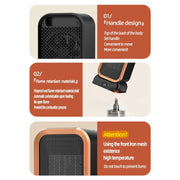1000W High-power Household Heater Small Desktop Ceramic PTC Heating Heater, Spec: UK Plug(White)
