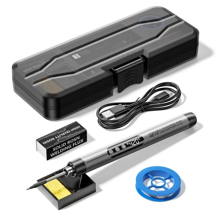 USB Digital Display Charging Soldering Iron Set 5-speed Temperature Adjustable Standard Edition Gray