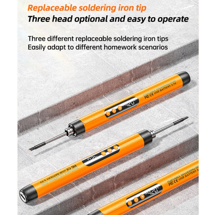 USB Digital Display Charging Soldering Iron Set 5-speed Temperature Adjustable Standard Edition Orange