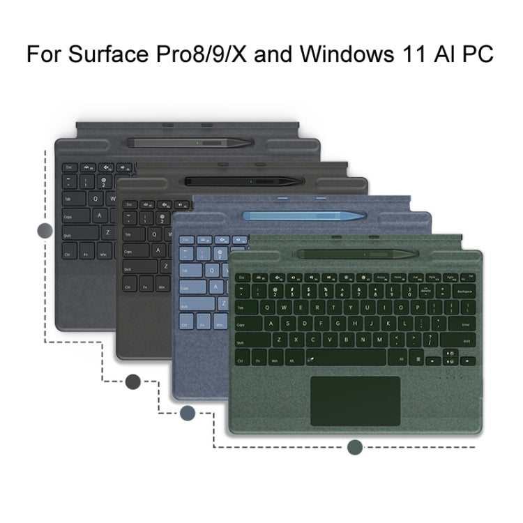For Microsoft Surface Pro 8 / 9 / 10 / X Bluetooth Keyboard Magnetic Tablet Wireless Touch Backlit Keyboard With Pen Slot(Black)