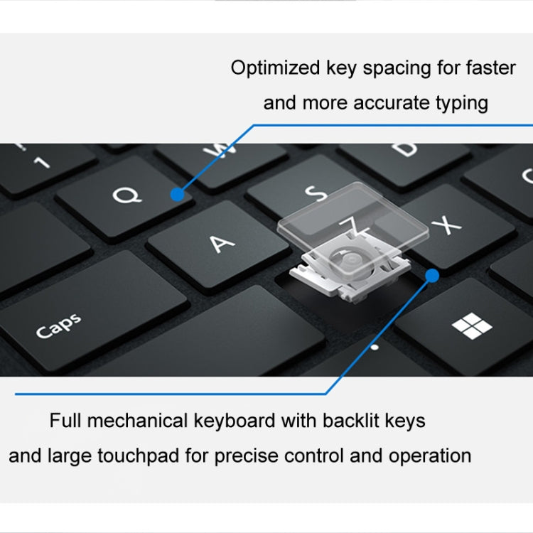 For Microsoft Surface Pro 8 / 9 / 10 / X Bluetooth Keyboard Magnetic Tablet Wireless Touch Backlit Keyboard With Pen Slot(Black)