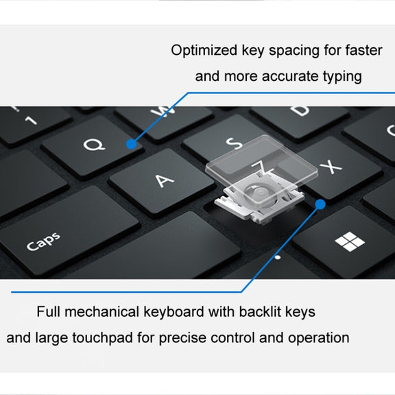 For Microsoft Surface Pro 8 / 9 / 10 / X Bluetooth Keyboard Magnetic Tablet Wireless Touch Backlit Keyboard With Pen Slot(Black)