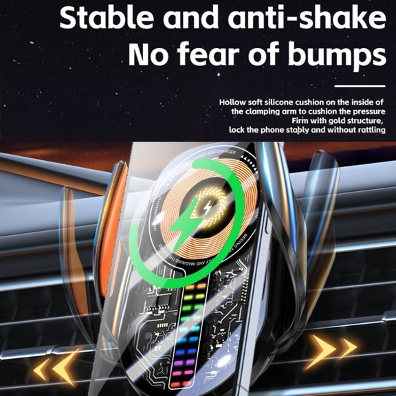 15W Car Sound Pickup Atmosphere Light Wireless Mobile Phone Charging Stand(Black)