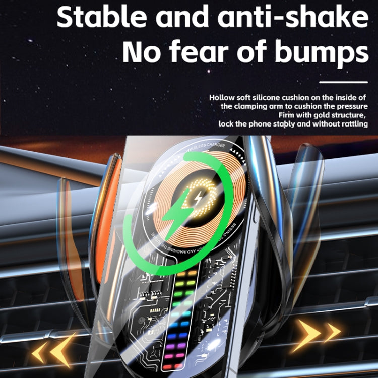 15W Car Sound Pickup Atmosphere Light Wireless Mobile Phone Charging Stand(Black)