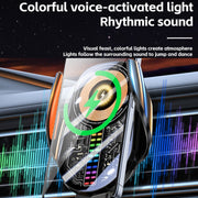 15W Car Sound Pickup Atmosphere Light Wireless Mobile Phone Charging Stand(Black)