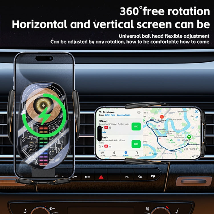 15W Car Sound Pickup Atmosphere Light Wireless Mobile Phone Charging Stand(Black)