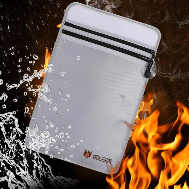 Double Zipper Pockets Fireproof Document Bag Valuables Storage Pouch 10.6x6.9 Inch