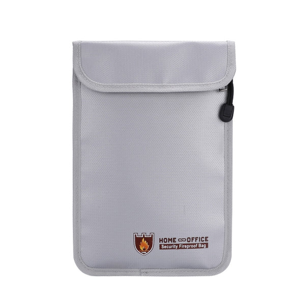 Double Zipper Pockets Fireproof Document Bag Valuables Storage Pouch 10.6x6.9 Inch