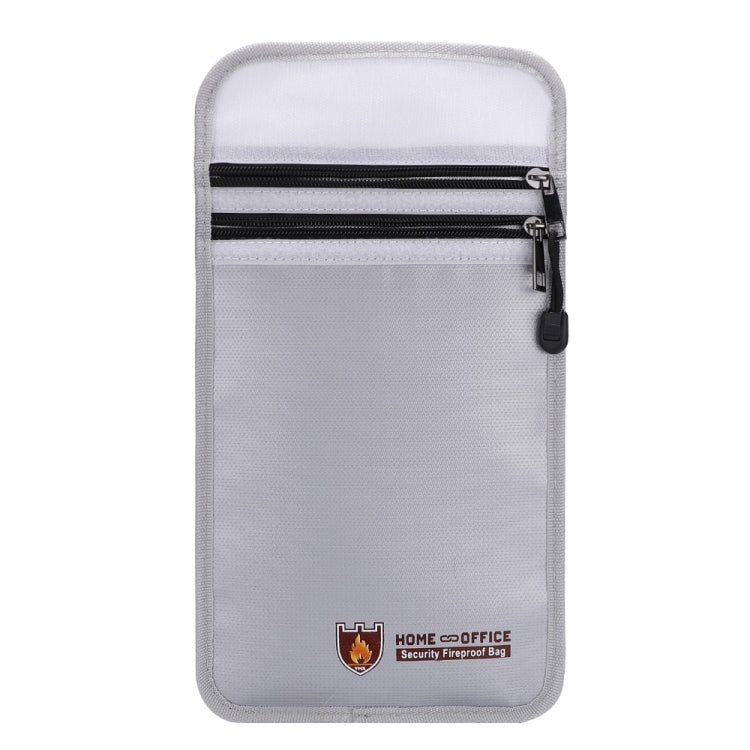 Double Zipper Pockets Fireproof Document Bag Valuables Storage Pouch 10.6x6.9 Inch
