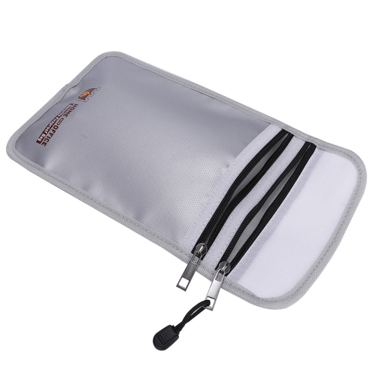 Double Zipper Pockets Fireproof Document Bag Valuables Storage Pouch 10.6x6.9 Inch