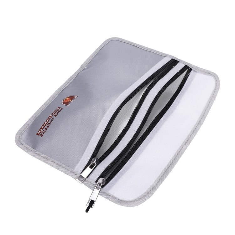 Double Zipper Pockets Fireproof Document Bag Valuables Storage Pouch 10.6x6.9 Inch