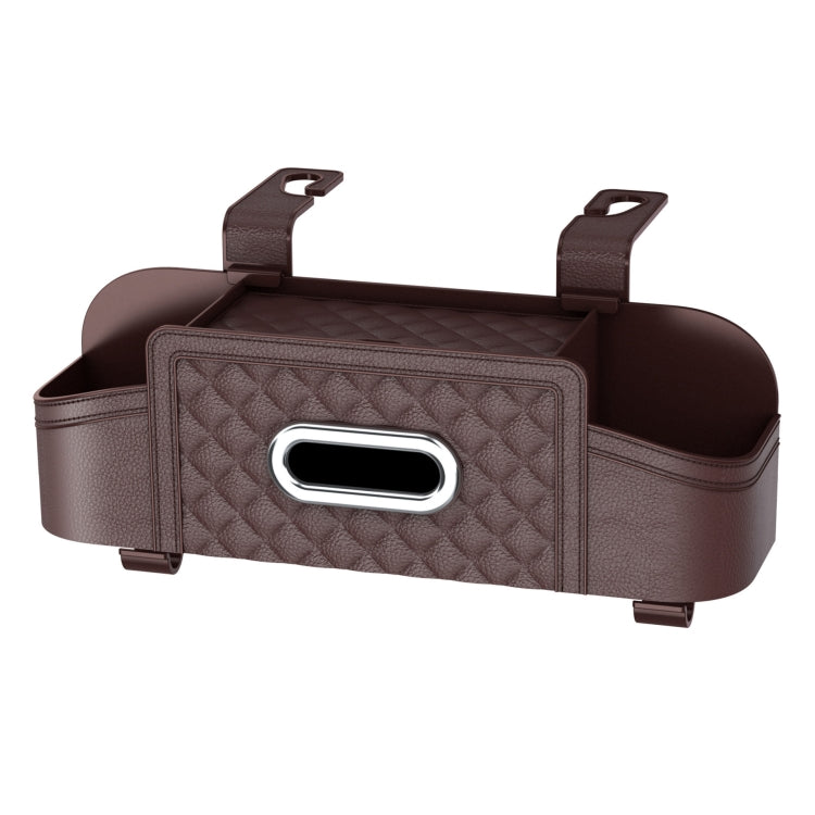 Multifunctional Car Seat Back Tissue Storage Box Hanging Bag(Brown)