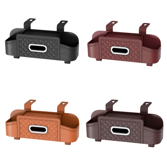Multifunctional Car Seat Back Tissue Storage Box Hanging Bag(Black)