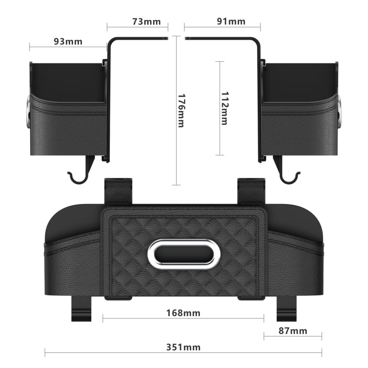 Multifunctional Car Seat Back Tissue Storage Box Hanging Bag(Brown)