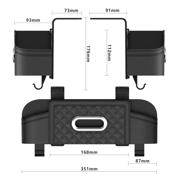 Multifunctional Car Seat Back Tissue Storage Box Hanging Bag(Brown)