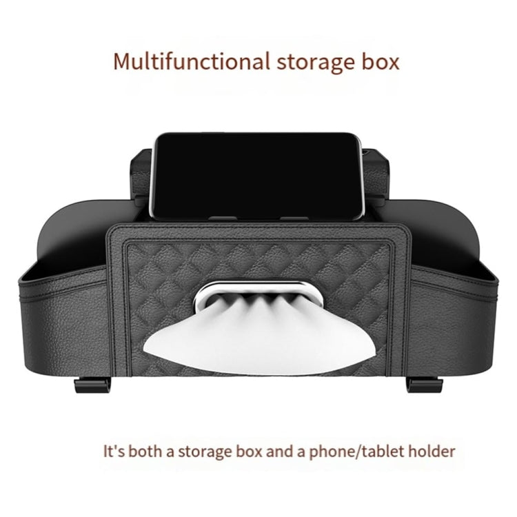 Multifunctional Car Seat Back Tissue Storage Box Hanging Bag(Brown)