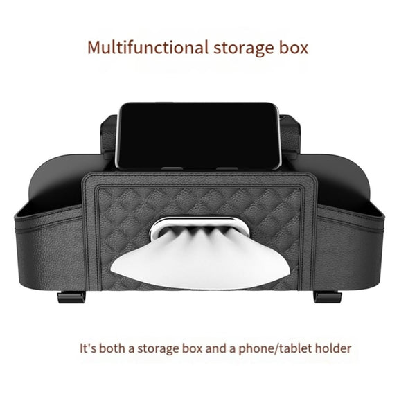 Multifunctional Car Seat Back Tissue Storage Box Hanging Bag(Brown)