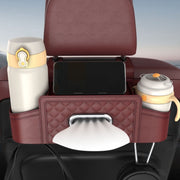 Multifunctional Car Seat Back Tissue Storage Box Hanging Bag(Brown)