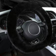38cm Car Steering Wheel Winter Warm Short Plush Cover(D-type Black) - Steering Wheel Accessories by PMC TechLife | Online Shopping South Africa | PMC TechLife | Buy Now Pay Later Mobicred