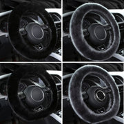 38cm Car Steering Wheel Winter Warm Short Plush Cover(O-type Gray)