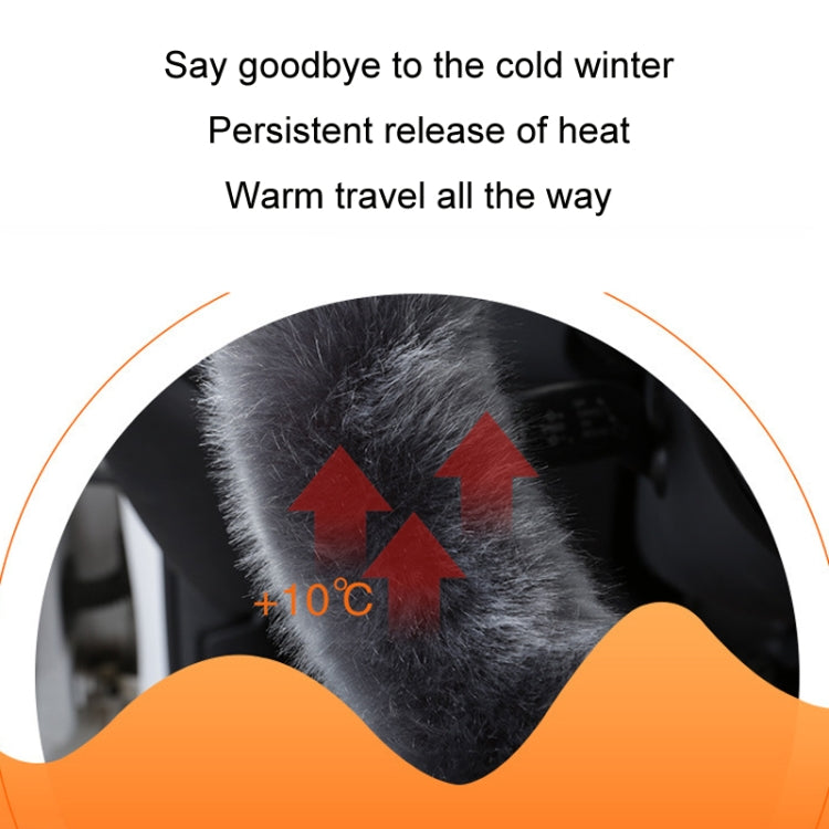 38cm Car Steering Wheel Winter Warm Short Plush Cover(D-type Gray)