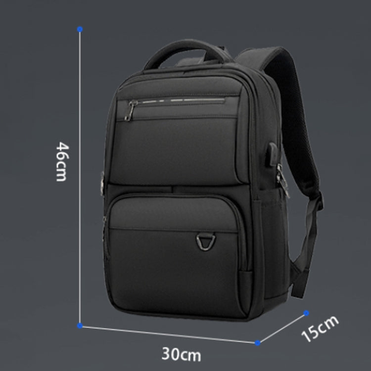 SKV B23889 Men Large Capacity Double-Shoulder Business Laptop Bag(Black)