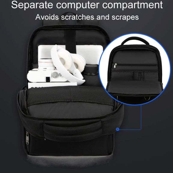 SKV B23889 Men Large Capacity Double-Shoulder Business Laptop Bag(Black)