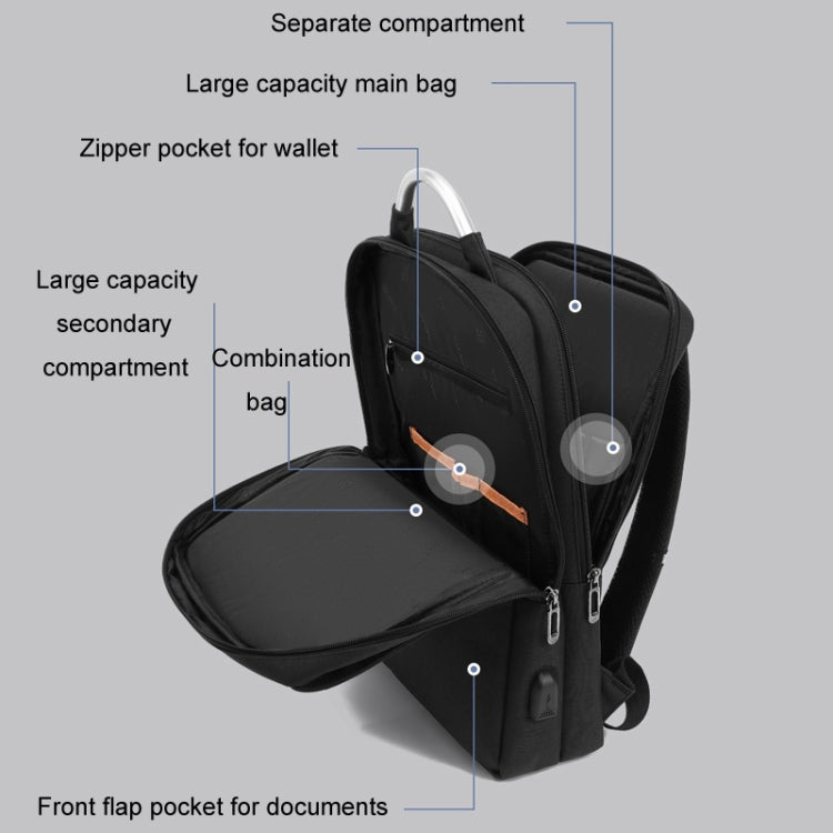 SKV BLB21282 Men Business Duty Traveling Double Shoulder Bag Lightweight Large Capacity Laptop Backpack(Gray)