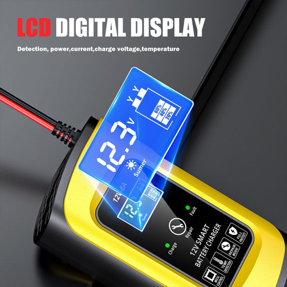 FOXSUR 12V8A SUV Car Motorcycle Intelligent Repair Type Lead-acid Battery Charger(EU Plug)