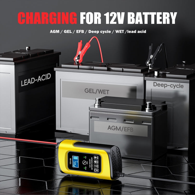 FOXSUR 12V8A SUV Car Motorcycle Intelligent Repair Type Lead-acid Battery Charger(EU Plug)