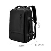 SKV BLB2006 Men Business Travel Double Shoulder Bag Large Capacity Casual Laptop Backpack(Black)