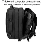 SKV BLB2006 Men Business Travel Double Shoulder Bag Large Capacity Casual Laptop Backpack(Black)
