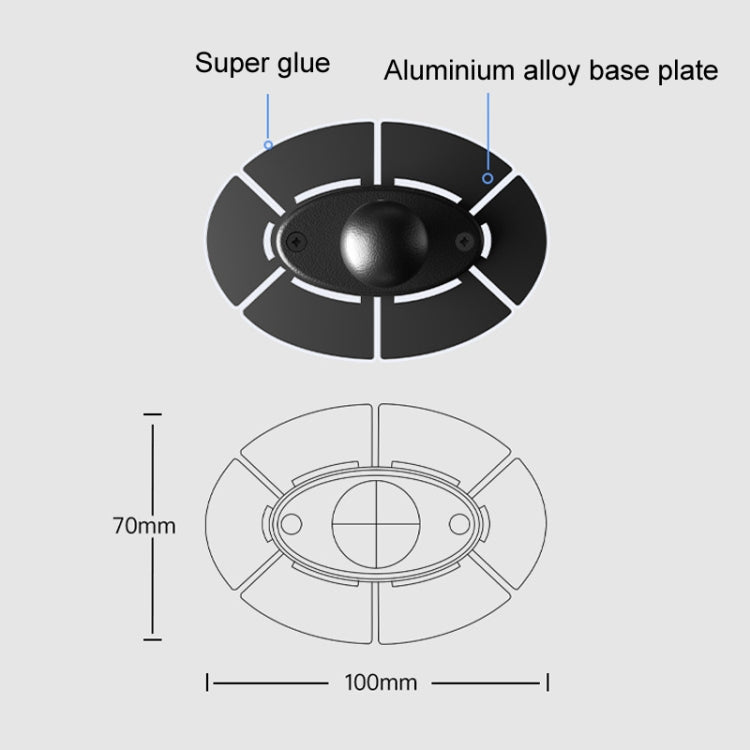 SUV Car Modified Central Control Bracket Base Slider, Specifications: Paste Elliptical Base