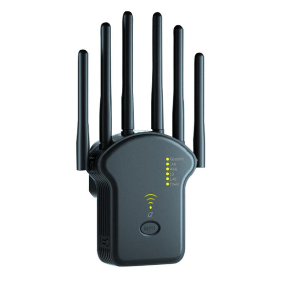 Urant U13 1200Mbps 2.4G/5G Dual Band WiFi Repeater Signal Amplifier US Plug Black