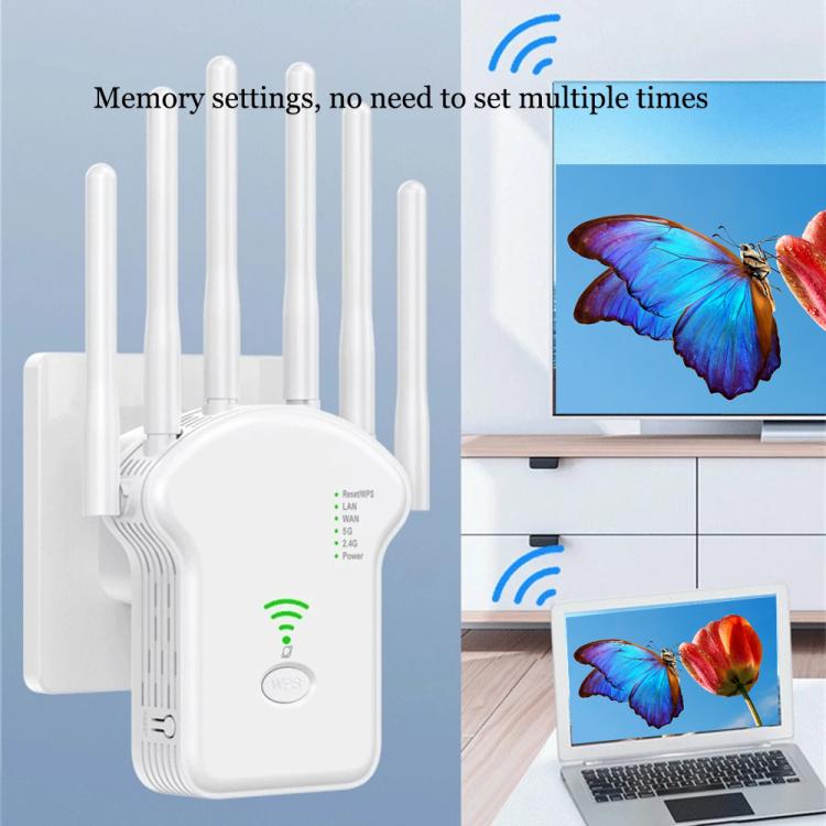 Urant U13 1200Mbps 2.4G/5G Dual Band WiFi Repeater Signal Amplifier US Plug White